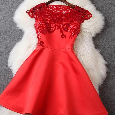 Sweet Crocheted Red Dress on Luulla