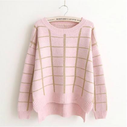 Plaid Was Thin Knit Sweater