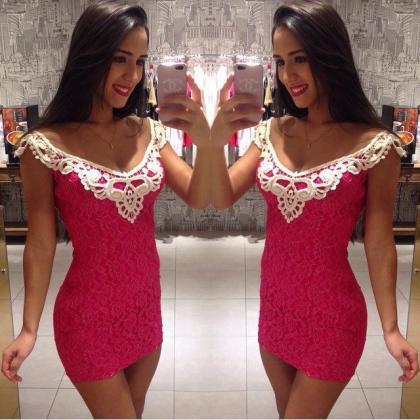 Pink Lace Dress Sexy Package Hip