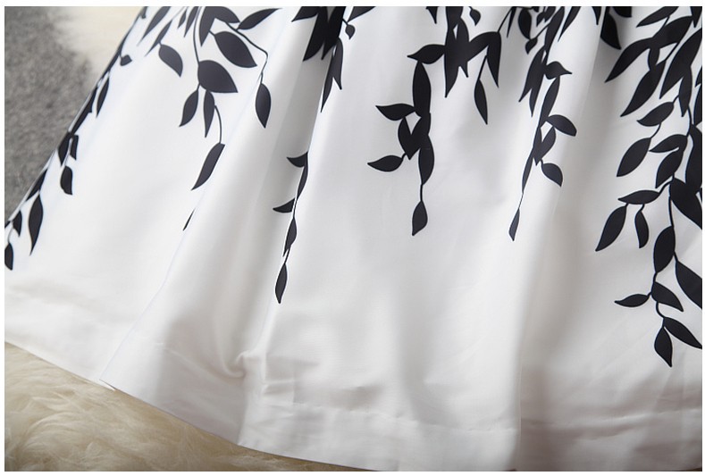 Soluble Lace Stitching Elegant Temperament Dress Fashion Printed Leaves ...